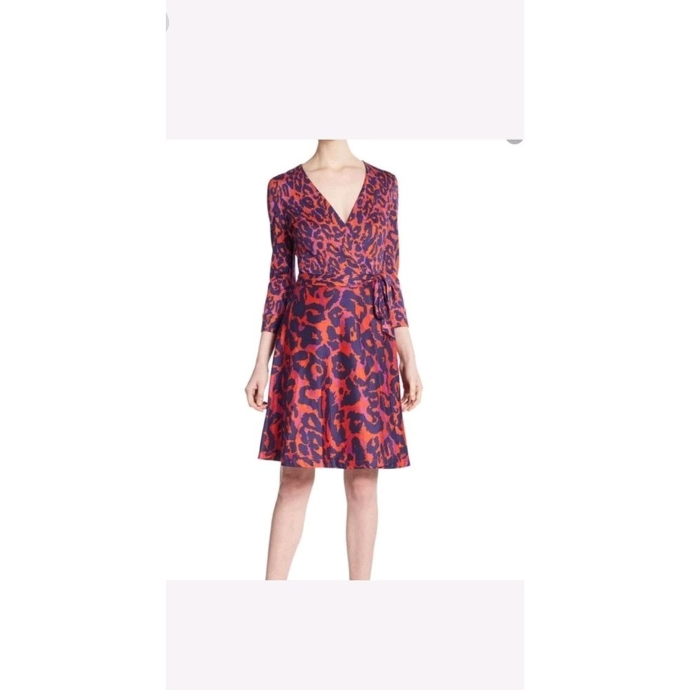 Diane Von Furstenberg Amelia Silk Blend Wrap Mini Dress Long Sleeve Size